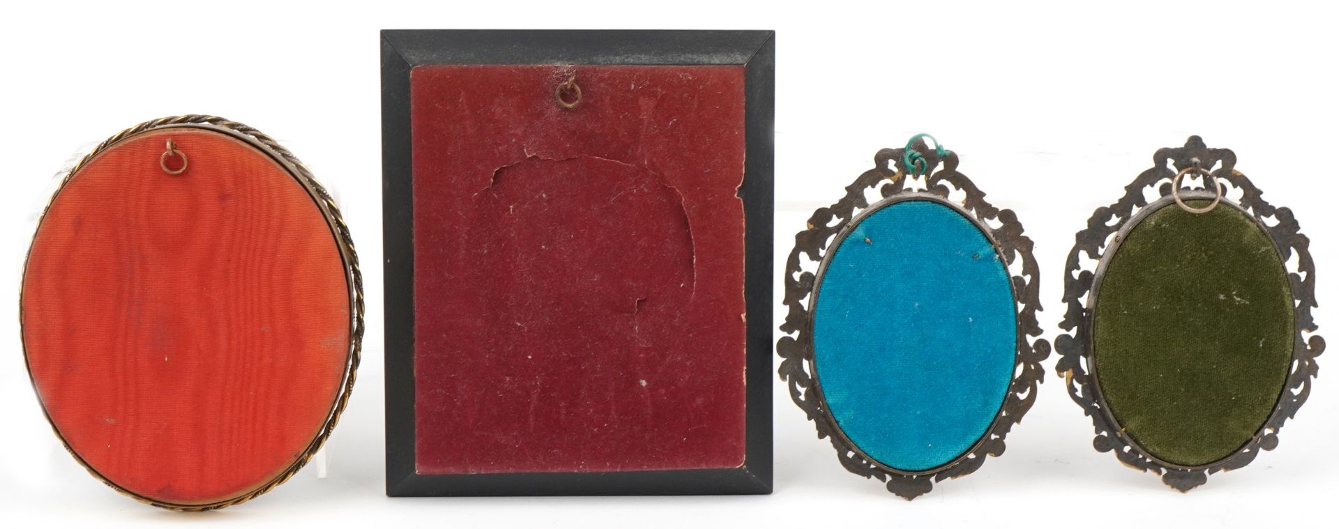 Four oval hand painted and hand coloured oval portrait miniatures including a pair housed in gilt - Image 6 of 6