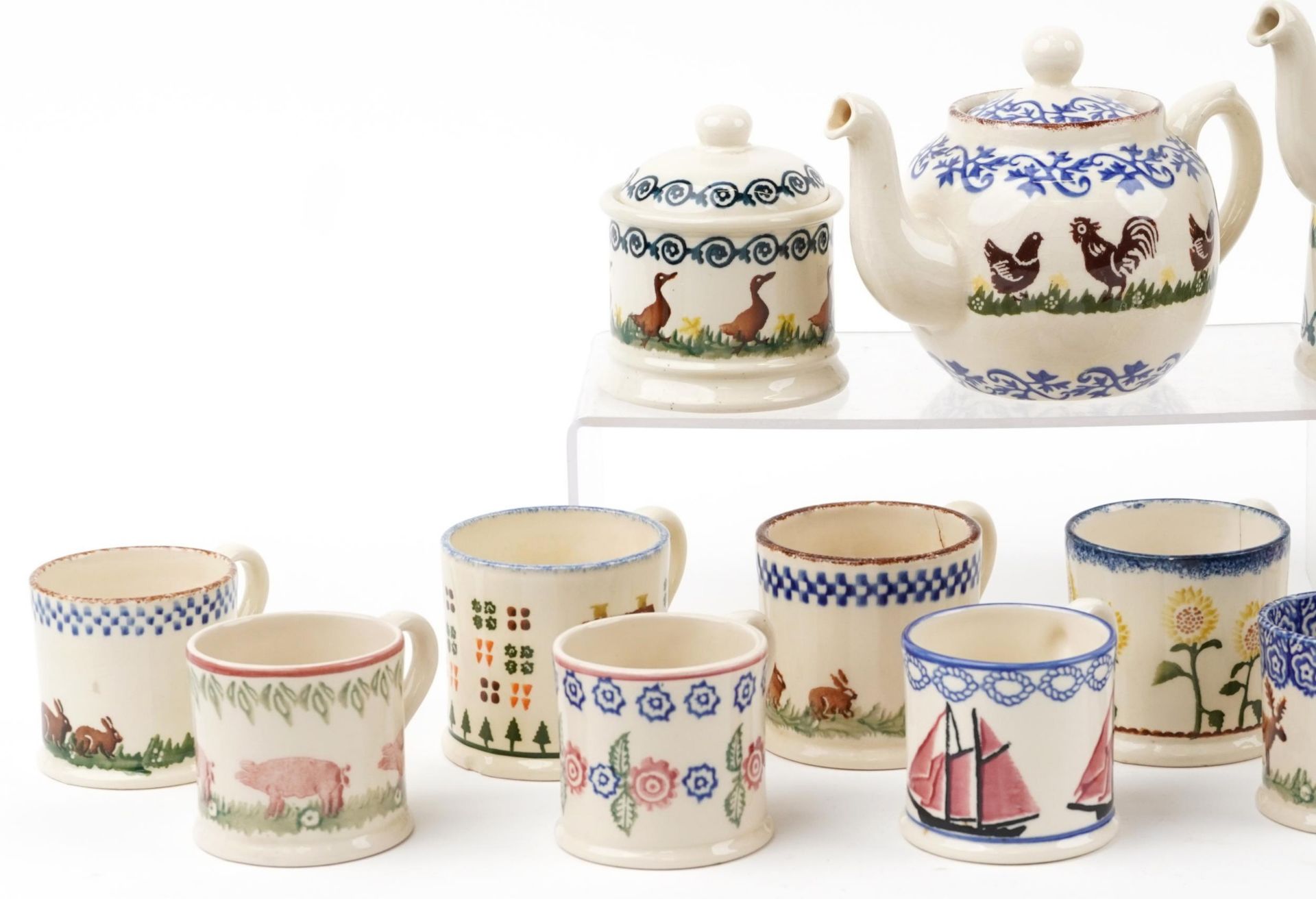 Brixton pottery hand painted with animals including mugs, storage jars and teapot, the largest 21. - Image 2 of 4