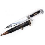 Italian military interest leader's NVSN dagger with scabbard and steel blade, 34.5cm in length