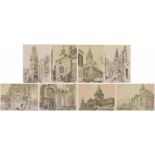 L S Fletcher - Eight prints of London scenes including St Lawrence Jewry, St Ethelburga within