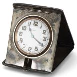 Robinson & Co, Art Deco silver engine turned pocket watch stand housing in a Goliath eight day