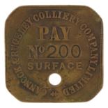 Mining interest Cannock & Rugeley Colliery Company Limited pay token number 200 Surface, 4cm x 4cm