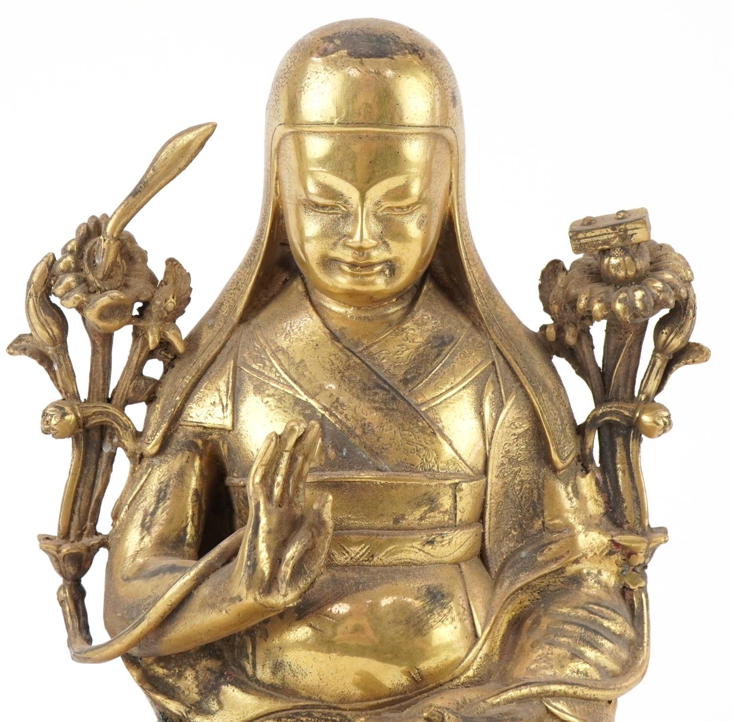 Chino Tibetan gilt bronze Buddha, 24cm high - Image 2 of 7