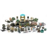 Collection of vintage and later army related toys including fighter jets and tanks