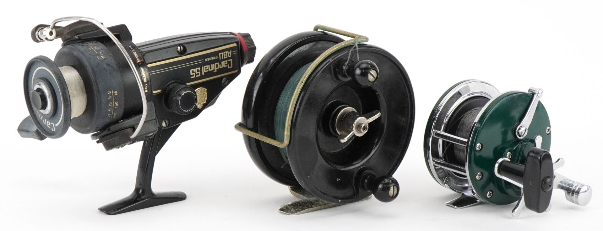 Three vintage fishing reels including a Swedish Cardinal 55 example and Allcock Aerialite - Image 2 of 7