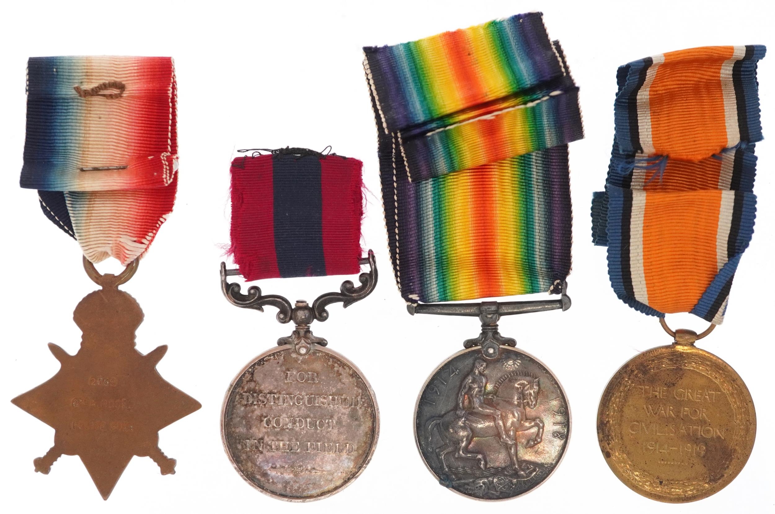 British military World War I medals awarded to Corporal CPL A ROSE 1-LIFE GDS including 1914 Star - Bild 3 aus 9