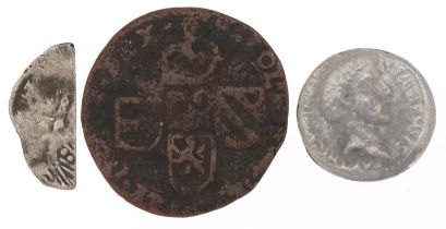 Antique coinage including a Roman example