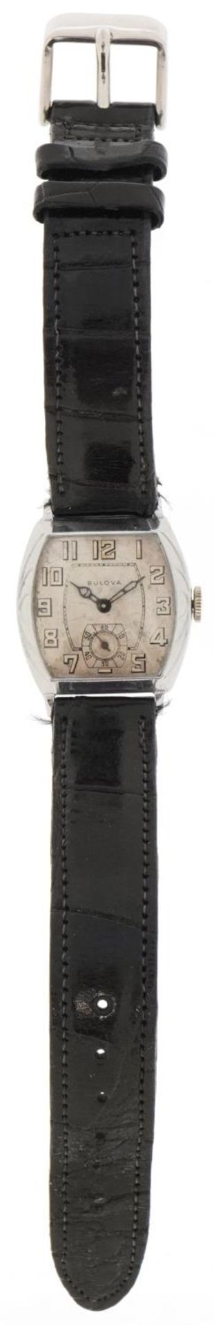 Bulova, Art Deco gentlemen's manual wind wristwatch having silvered and subsidiary dials with Arabic - Bild 2 aus 6