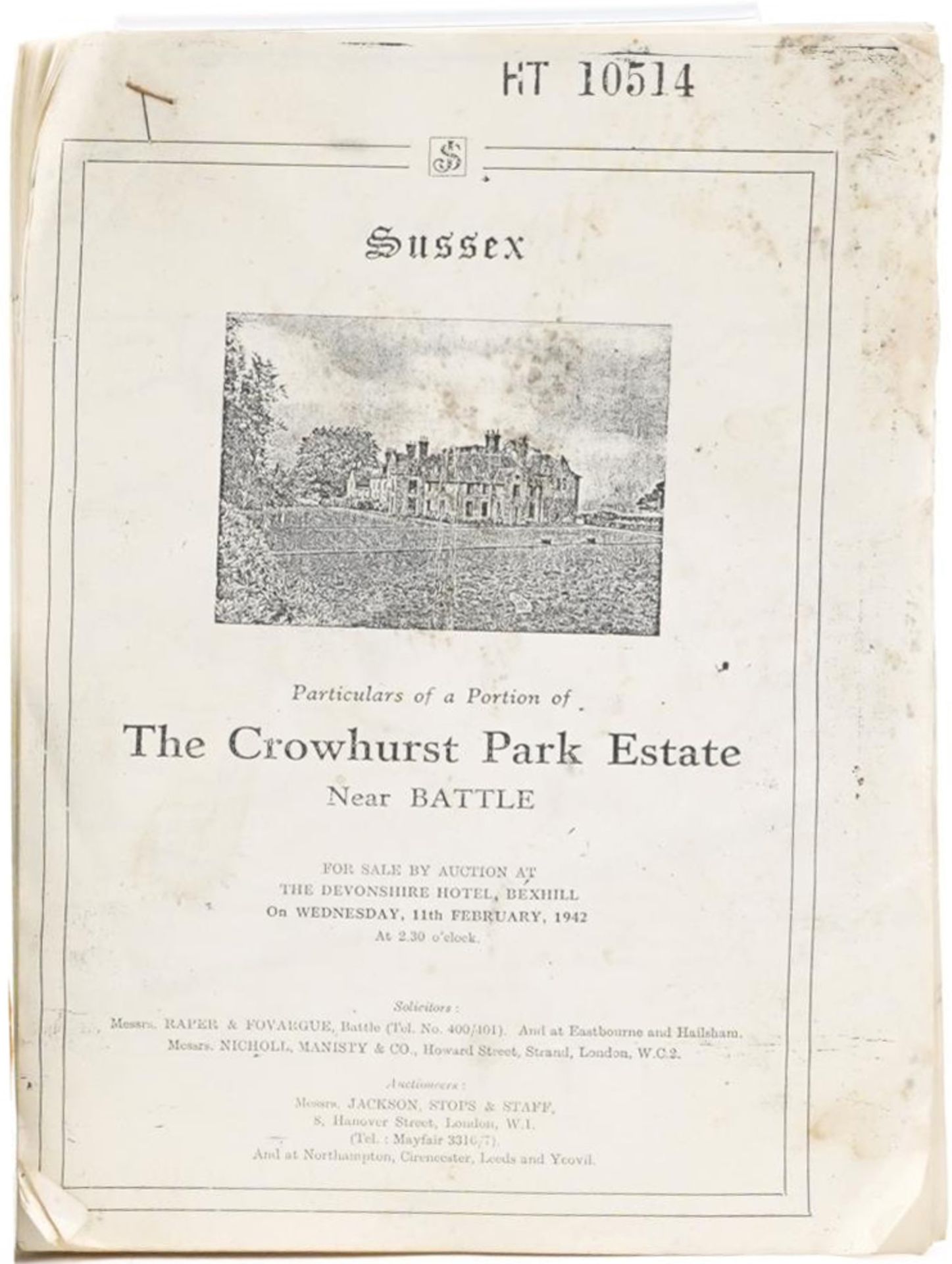 Nine Edwardian coloured folding maps of Sussex farms including Pebsham Farm, Court Lodge Farm, Upper - Image 2 of 21