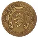 Boxing interest 1924 Jack Dempsey Lucky token Piece 'Fight and Win'