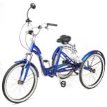 Scout metallic blue tricycle, 115cm high x 180cm in length
