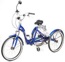 Scout metallic blue tricycle, 115cm high x 180cm in length