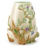 Clarice Cliff Newport pottery vase hand painted and decorated in relief in the Cherry Tree