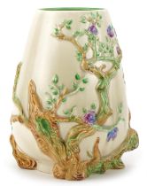 Clarice Cliff Newport pottery vase hand painted and decorated in relief in the Cherry Tree