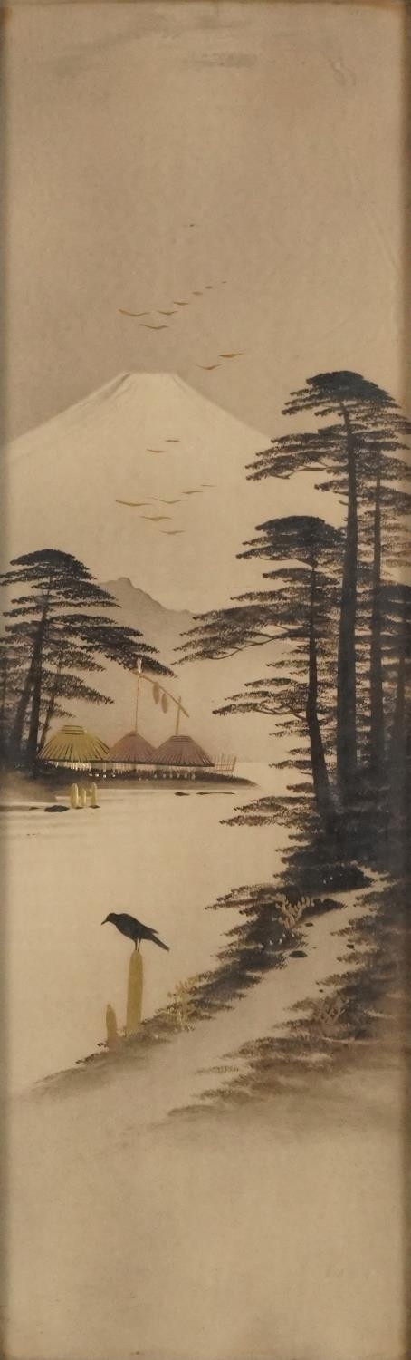 Mount Fujiyama six Japanese watercolours heightened in gilt, each framed and glazed, the largest - Bild 2 aus 19