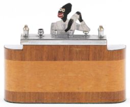Art Deco wooden and chrome jolly bartender, 15cm H x 18cm wide x 5cm D