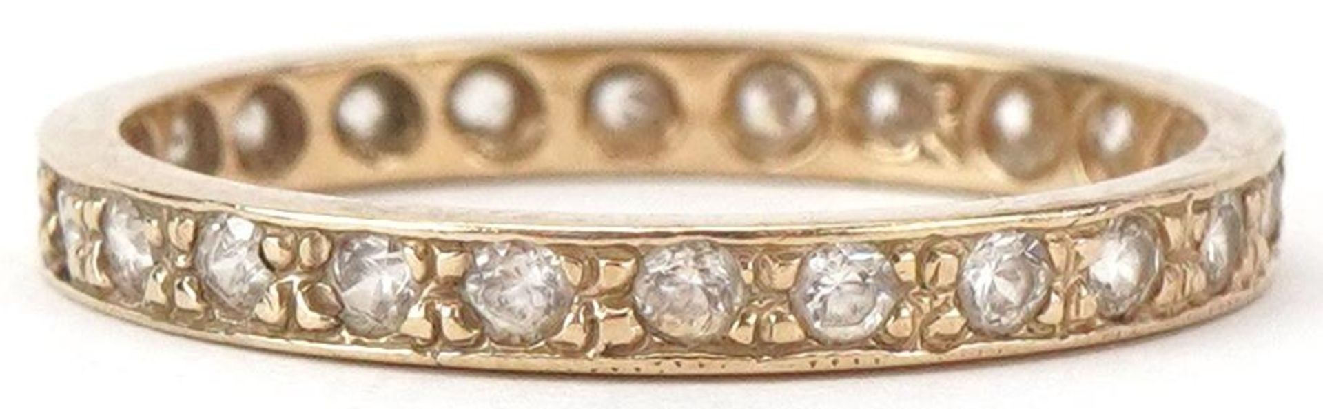 9ct gold cubic zirconia eternity ring, size N/O, 1.6g - Image 2 of 5