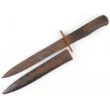 German military interest boot knife with sheath and steel blade, 30cm in length