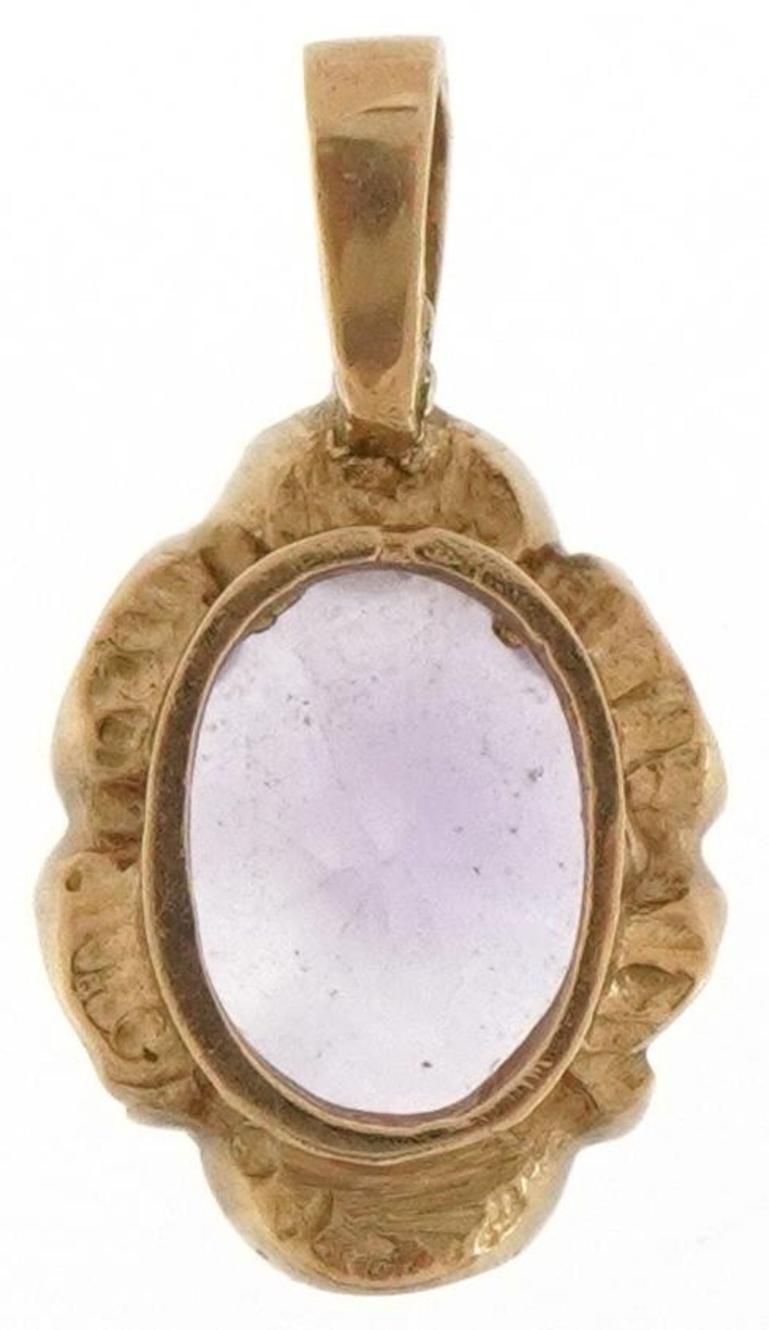 9ct gold amethyst solitaire pendant, 1.8cm high, 1.5g - Bild 3 aus 3