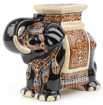 Chinese pottery garden seat in the form of an elephant, 58cm in length