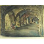 After William Russell Flint - Flowers in the Cloister, print in colour, pencil numbered 49/850