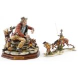 Two Capodimonte hand painted porcelain figure groups including Tride & Santagostino, the largest