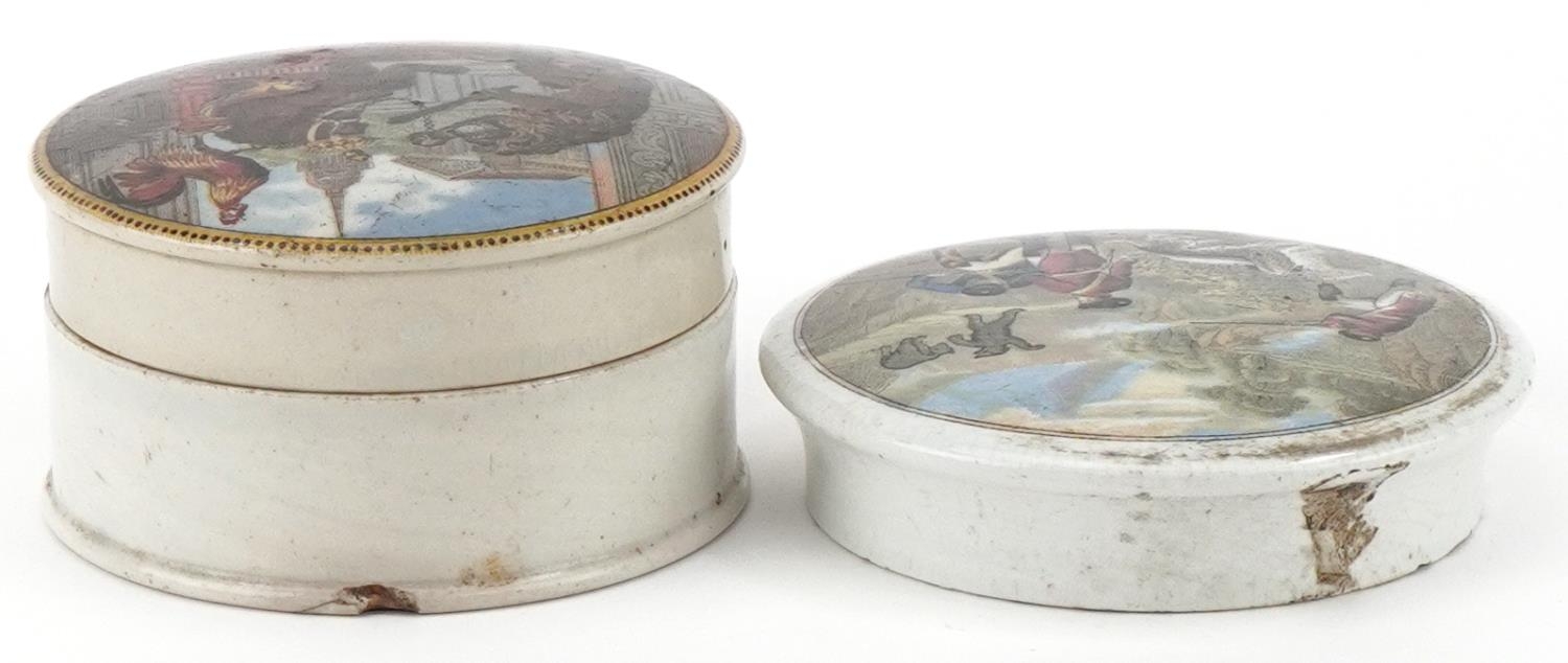 Victorian Staffordshire bear pot lid and cover together with a hunting bear pot lid, the largest 8cm - Image 3 of 4