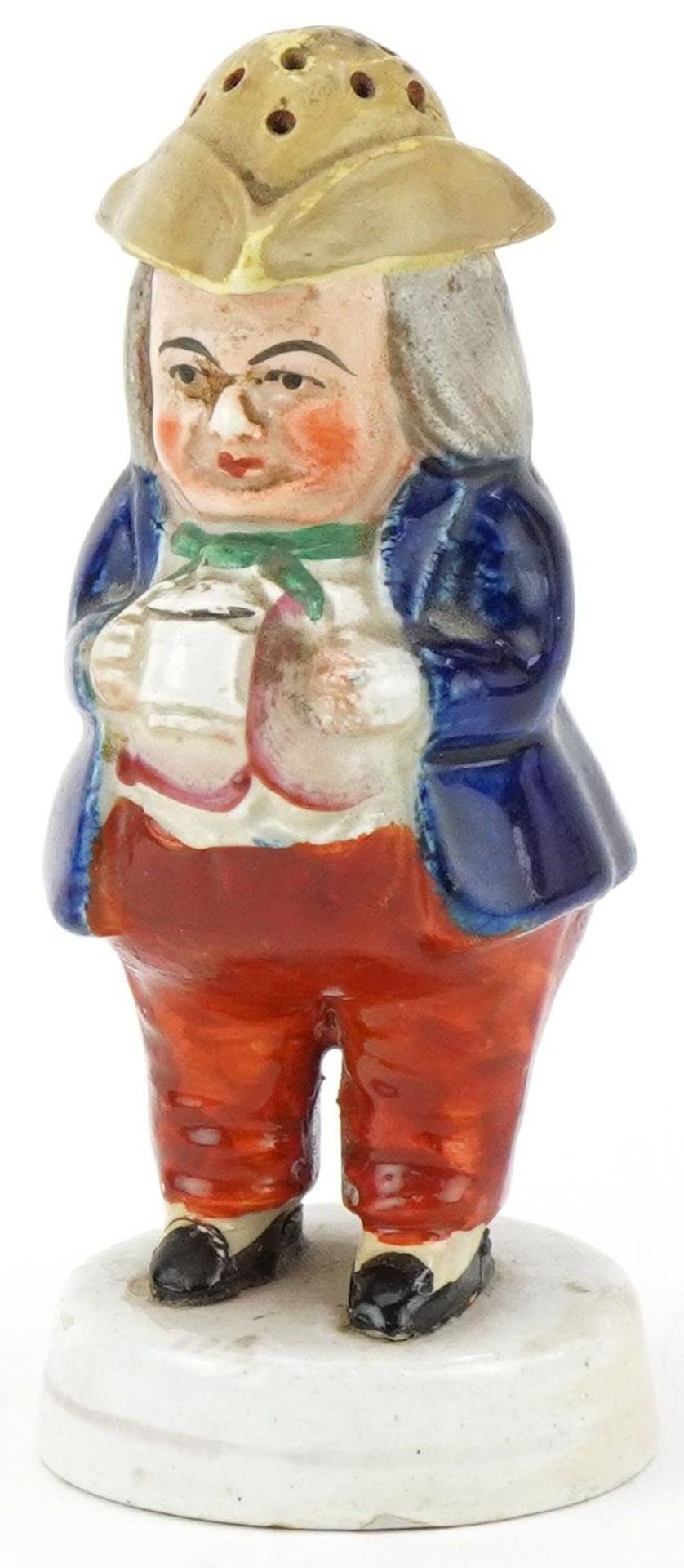 Victorian Staffordshire Toby pepperette, 14.5cm high