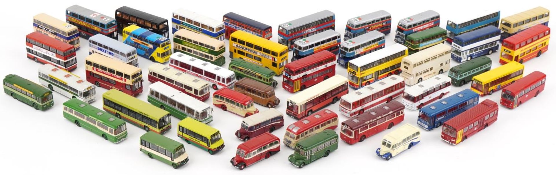 Collection of diecast model buses, predominantly Dinky, Exclusive First Editions and Corgi