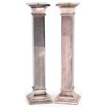 Pair of Links of London silver plated column candlesticks, each 28cm high