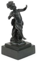 Classical patinated bronze statue of nude Putti, 35cm high