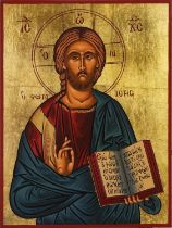 Greek icon on wood panel of Jesus, 40cm x 30cm