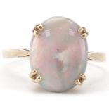 9ct gold cabochon opal ring, size O, 2.4g