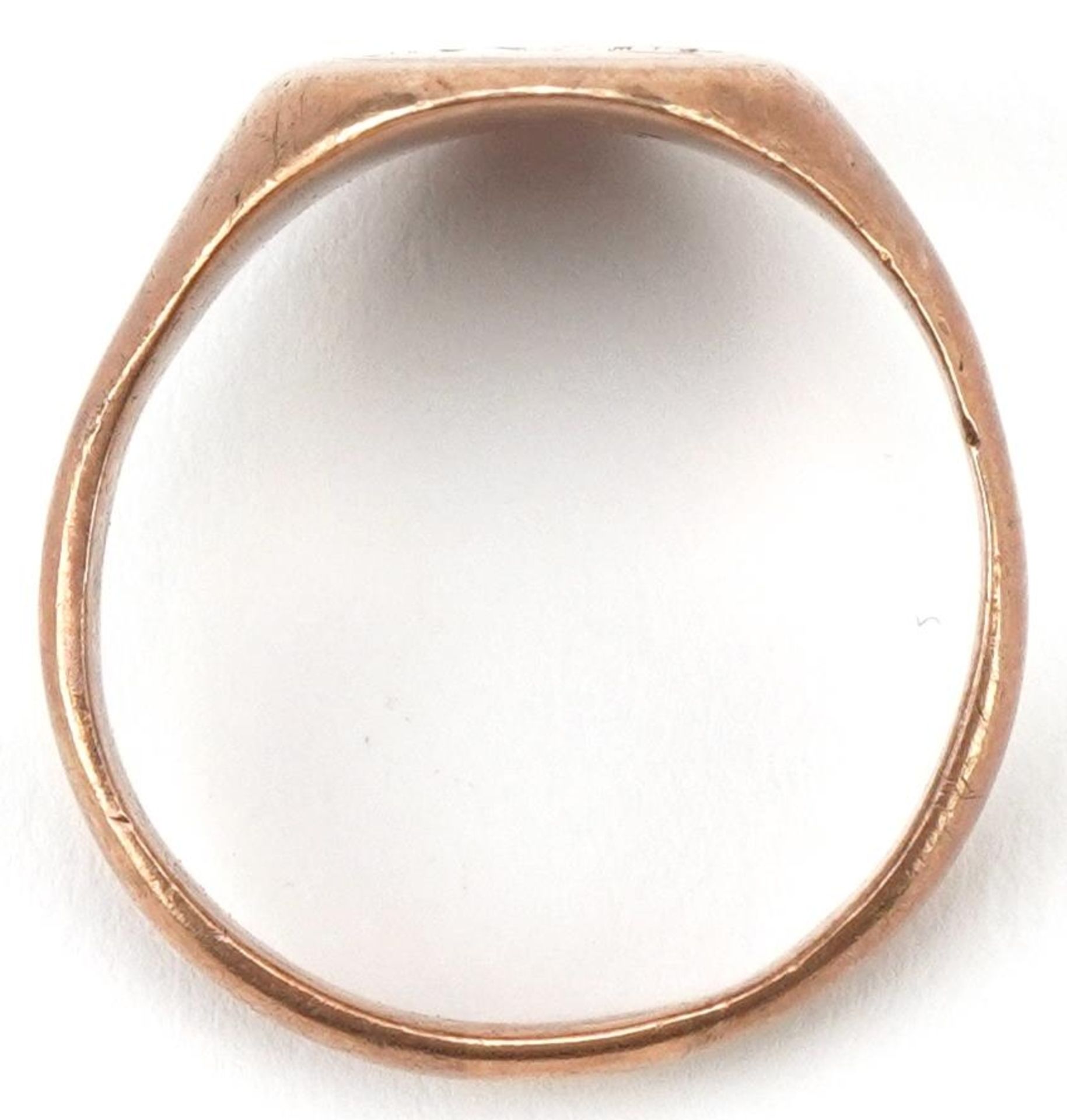 9ct rose gold engraved signet ring, size R, 5.7g - Bild 3 aus 4