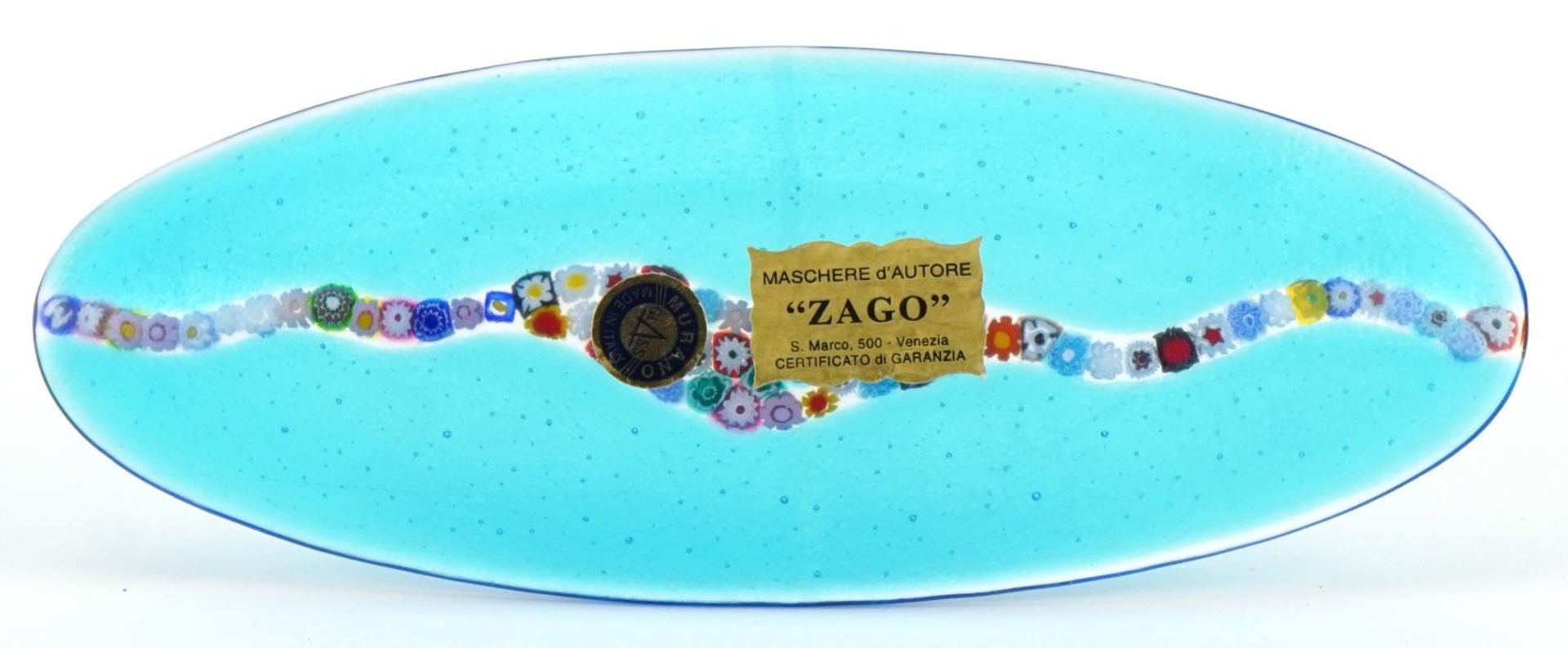 Murano Venetian millefiori glass dish, Zago paper label to the base, 22cm wide - Bild 4 aus 4