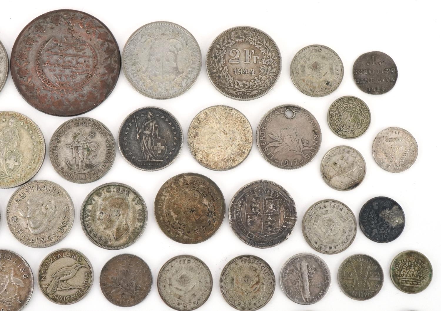 19th century and later world coinage, some silver, including 1944 two franc and Australian 1943 - Image 3 of 10