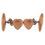 Pair of Victorian 9ct rose gold cufflinks in the form of love hearts, Birmingham 1900, each 2cm in