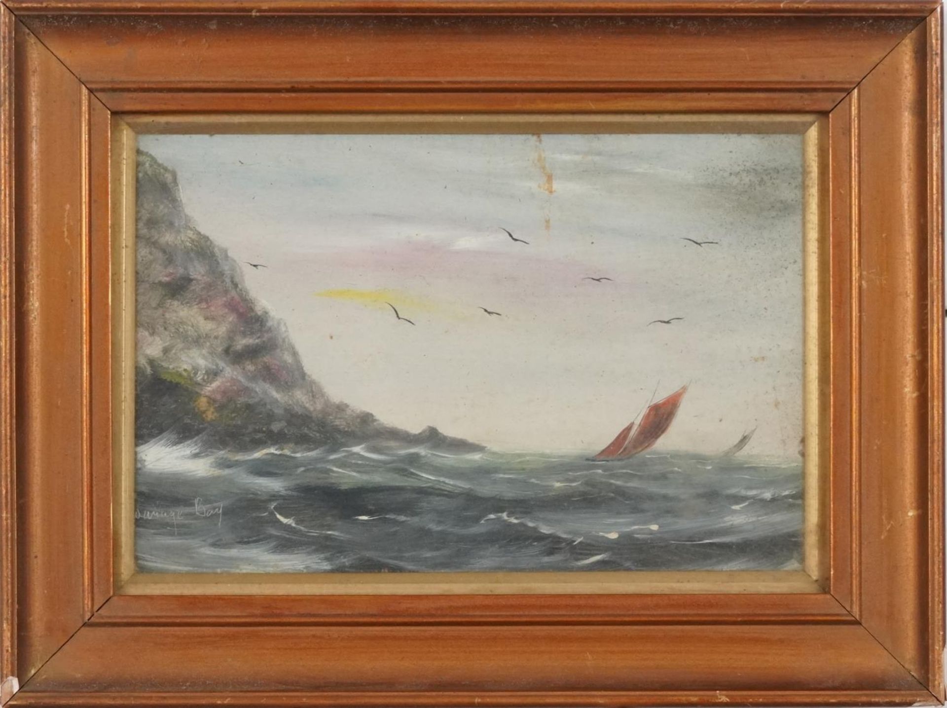 Swanage Bay and ... Rock, pair of shipping interest oil on boards, in gilt frames, each 22cm x - Image 8 of 11