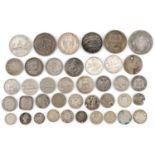 Assorted silver and other coinage including European and Chinese