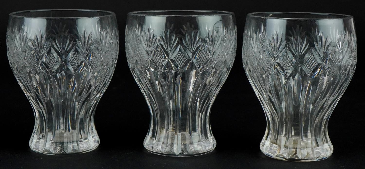 Six early 20th century of six cut glass balloon tumblers, each 8.5cm high - Image 3 of 6