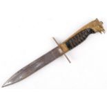 Italian Fascist military interest Youth Movement dress dagger with double edged steel blade, 28cm in