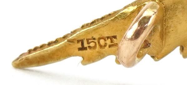 Military interest 15ct gold and enamel RFC sweetheart brooch, 3.5cm wide, 2.5g - Image 3 of 3