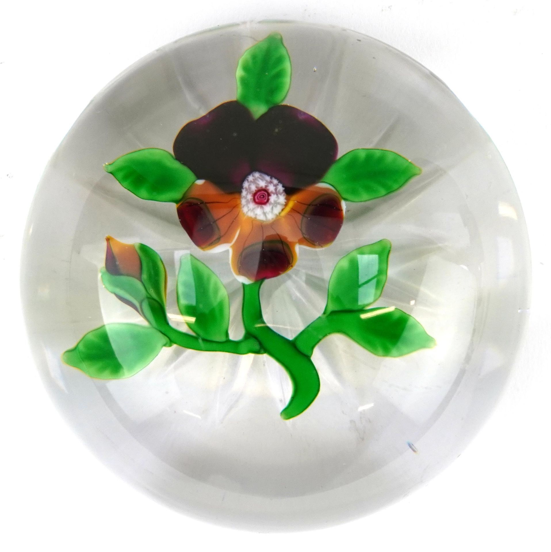 Antique Baccarat pansy paperweight 8cm in diameter - Image 2 of 3
