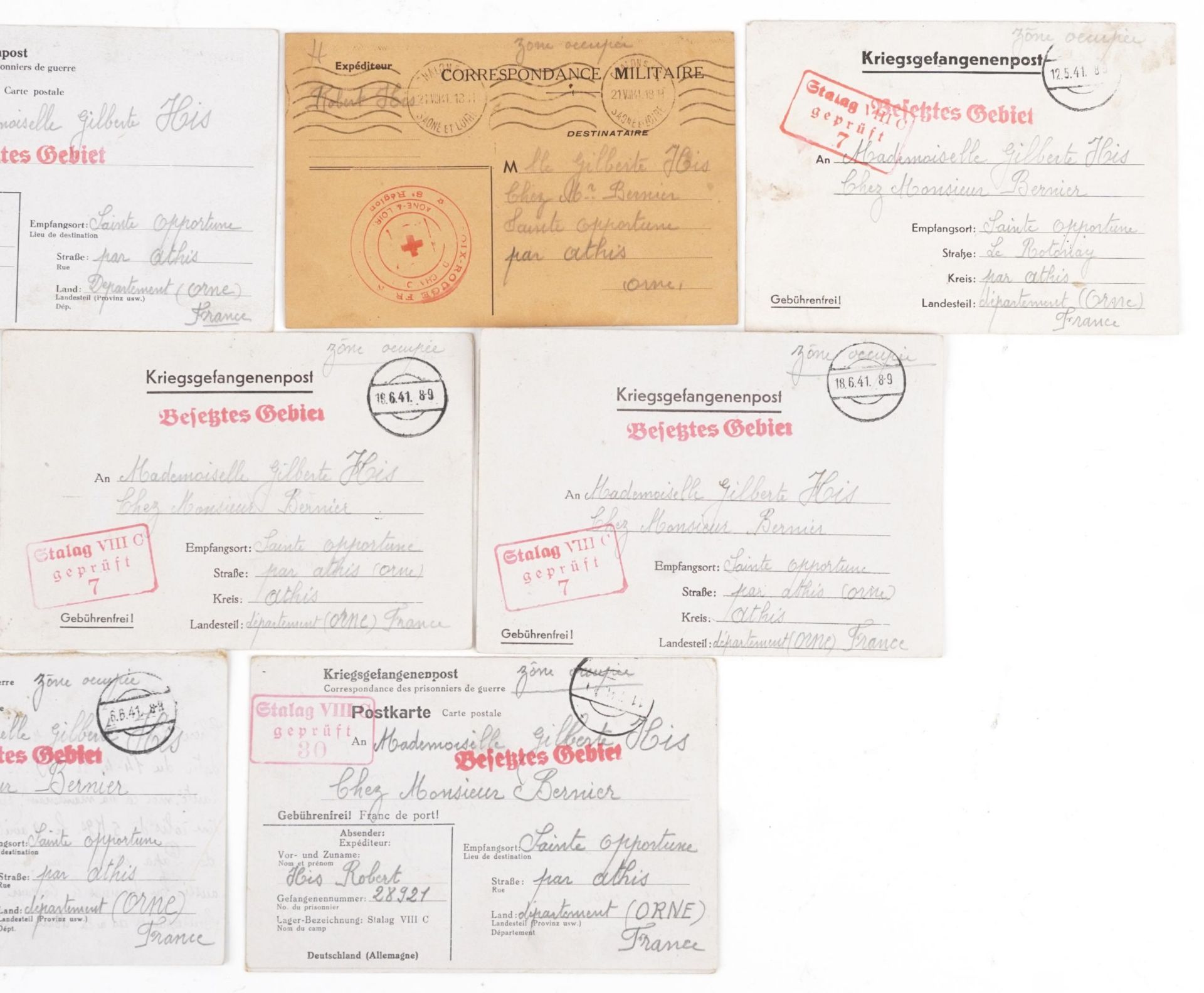 Military interest hand written French prisoner of war letters from the German Stalag VII C camp - Bild 3 aus 3