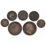 George III and later British coinage comprising two half crowns dates 1818 and 1836, three sixpences