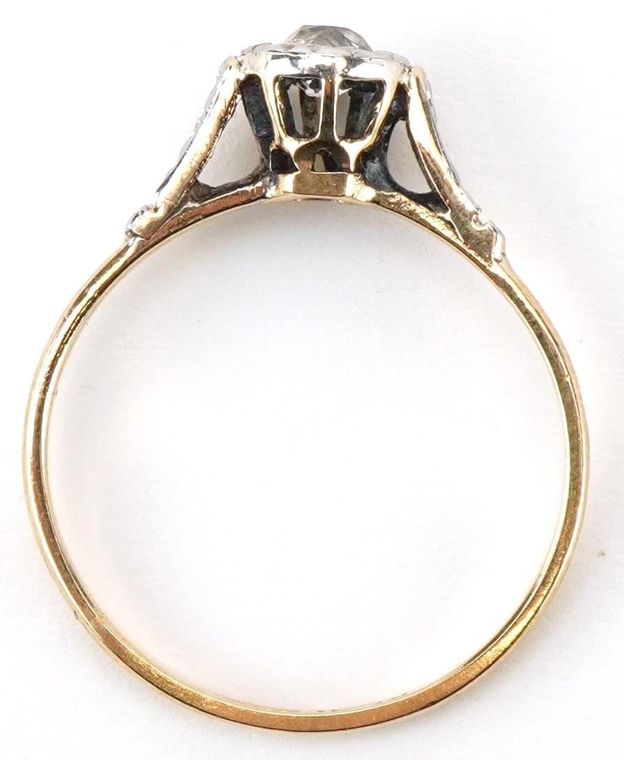 Art Deco 18ct gold and platinum diamond solitaire ring, the diamond approximately 0.20 carat, size - Image 3 of 4