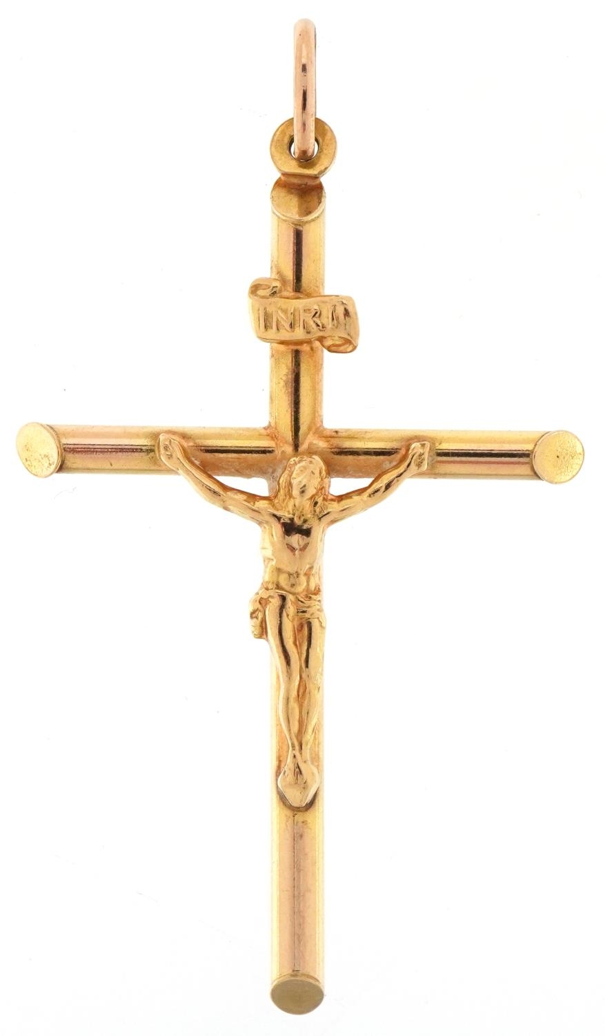 Unoarre, Italian 9ct gold crucifix pendant, 5.5cm high, 2.3g