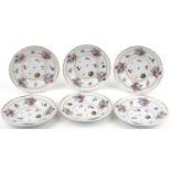 Richard Ginori, set of six Italian porcelain soup bowls decorated with flowers, retailed by Aspreys,