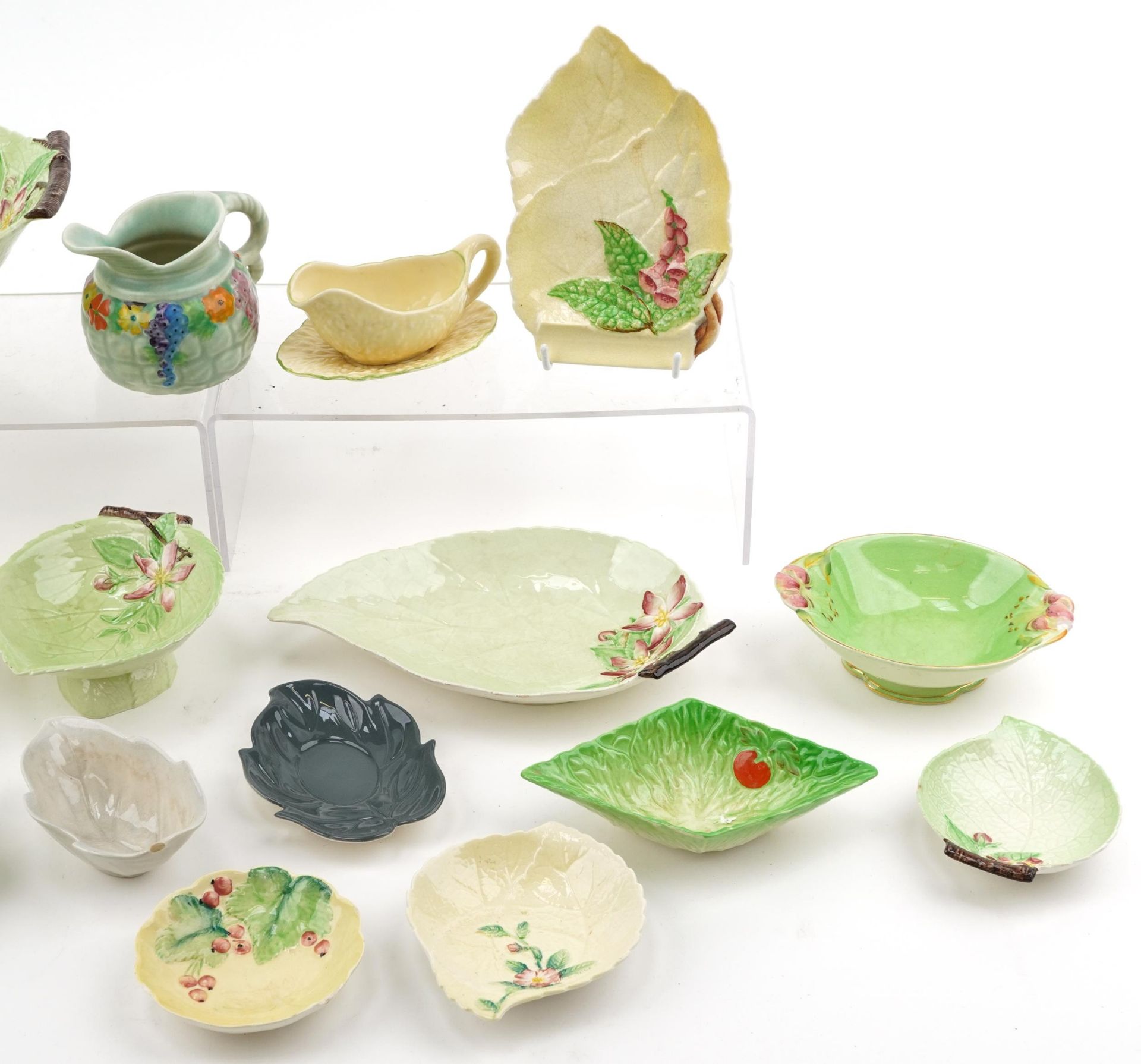 Carlton Ware collectable china including leaf dishes and jug hand painted with flowers, the - Image 3 of 4