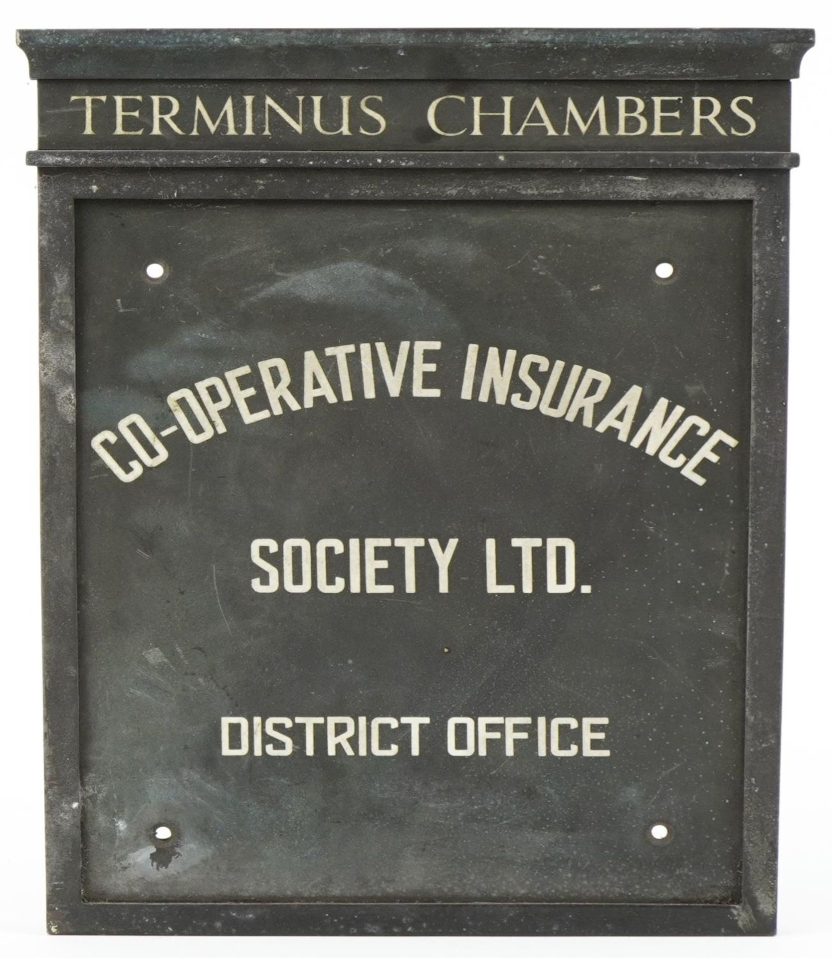 Eastbourne bronze sign for the Terminus Chambers Co-operative Insurance Society Limited District